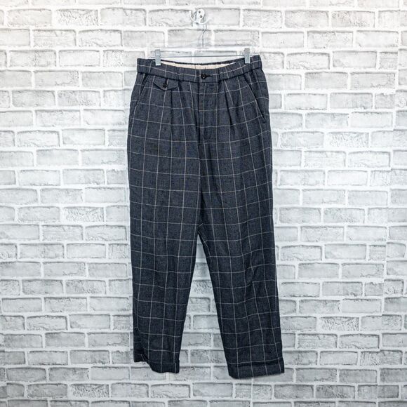 SNOW PEAK Japan Men's Linen Blend Pants drawstring Blue Check size Medium - Picture 1 of 11